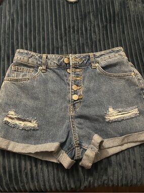 Forever 21 Blue Distressed Denim Jean Shorts